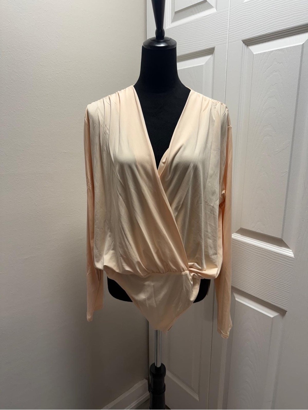 Women's Long Sleeve Wrap Bodysuit - Cream